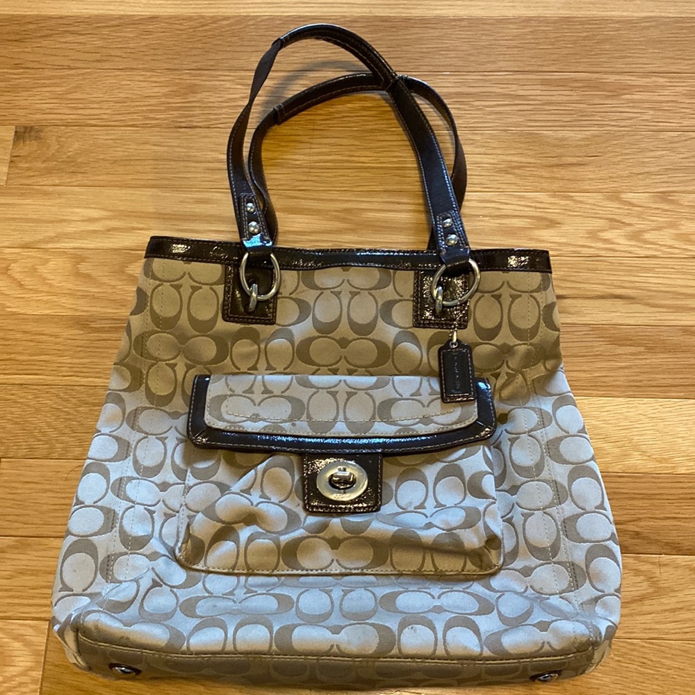 Vintage Coach Pen Signature Satin North/South 
Tote/Shoulder Bag